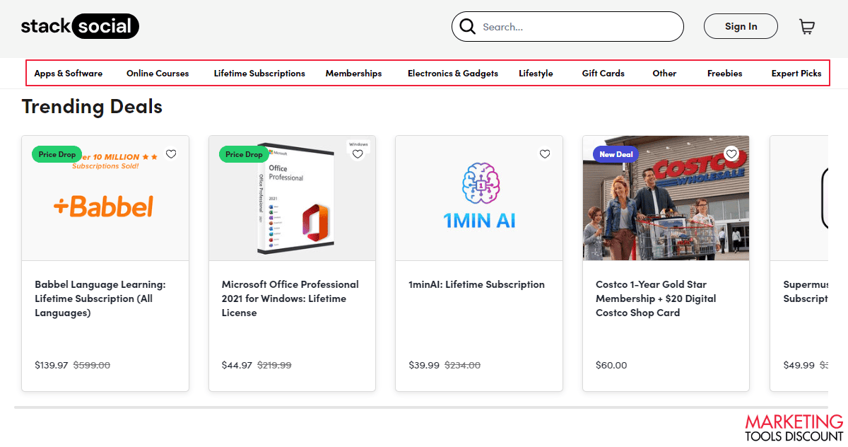 StackSocial Products Page