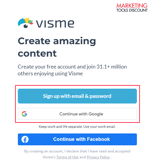 Visme Create Account